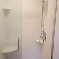 bathroom white tile shower